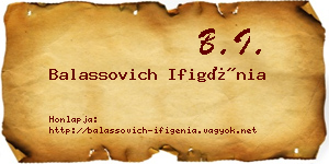 Balassovich Ifigénia névjegykártya